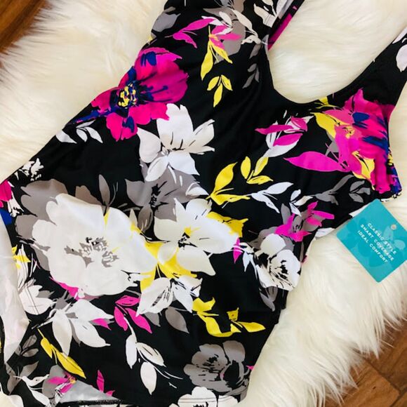 Swimsuits for All Beach Belle Bright Floral Sarong Front Swimsuit Size10 NWT - Picture 4 of 10